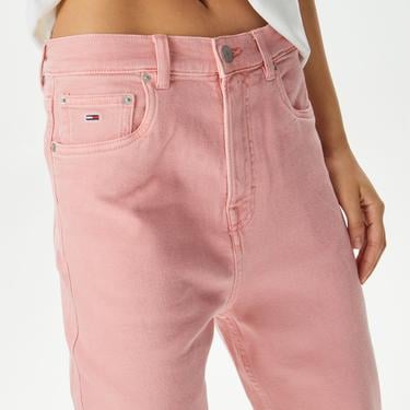  Tommy Jeans Mom Slim Fit Yüksek Bel Kadın Pembe Pantolon