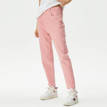  Tommy Jeans Mom Slim Fit Yüksek Bel Kadın Pembe Pantolon