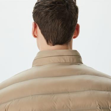  Erkek Kapüşonlu Kapitone Bej Mont