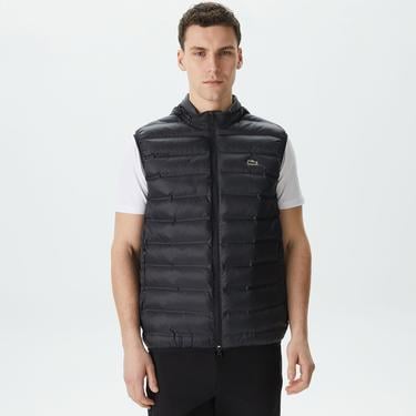  Erkek Slim Fit Kapüşonlu Siyah Yelek