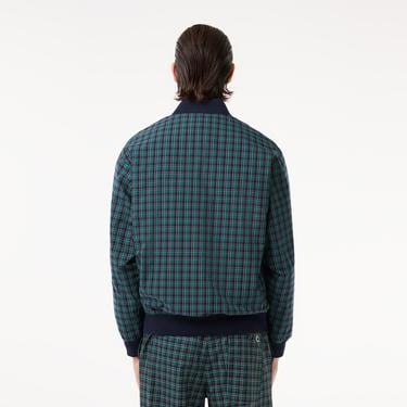  Erkek Dik Yaka Ekose Lacivert Bomber Ceket