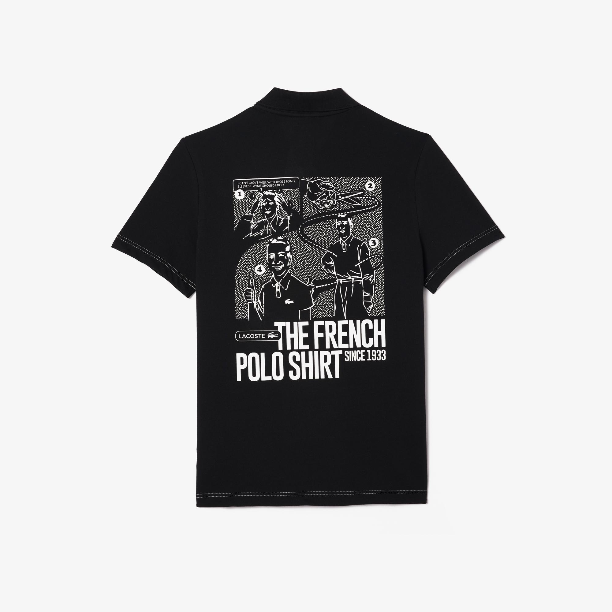 Erkek Regular Fit Baskılı Siyah Polo