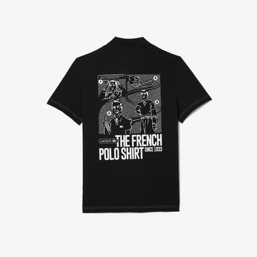  Erkek Regular Fit Baskılı Siyah Polo