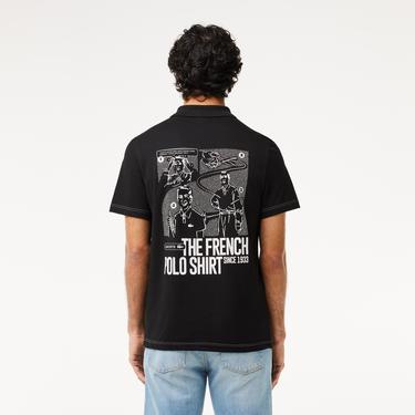  Erkek Regular Fit Baskılı Siyah Polo