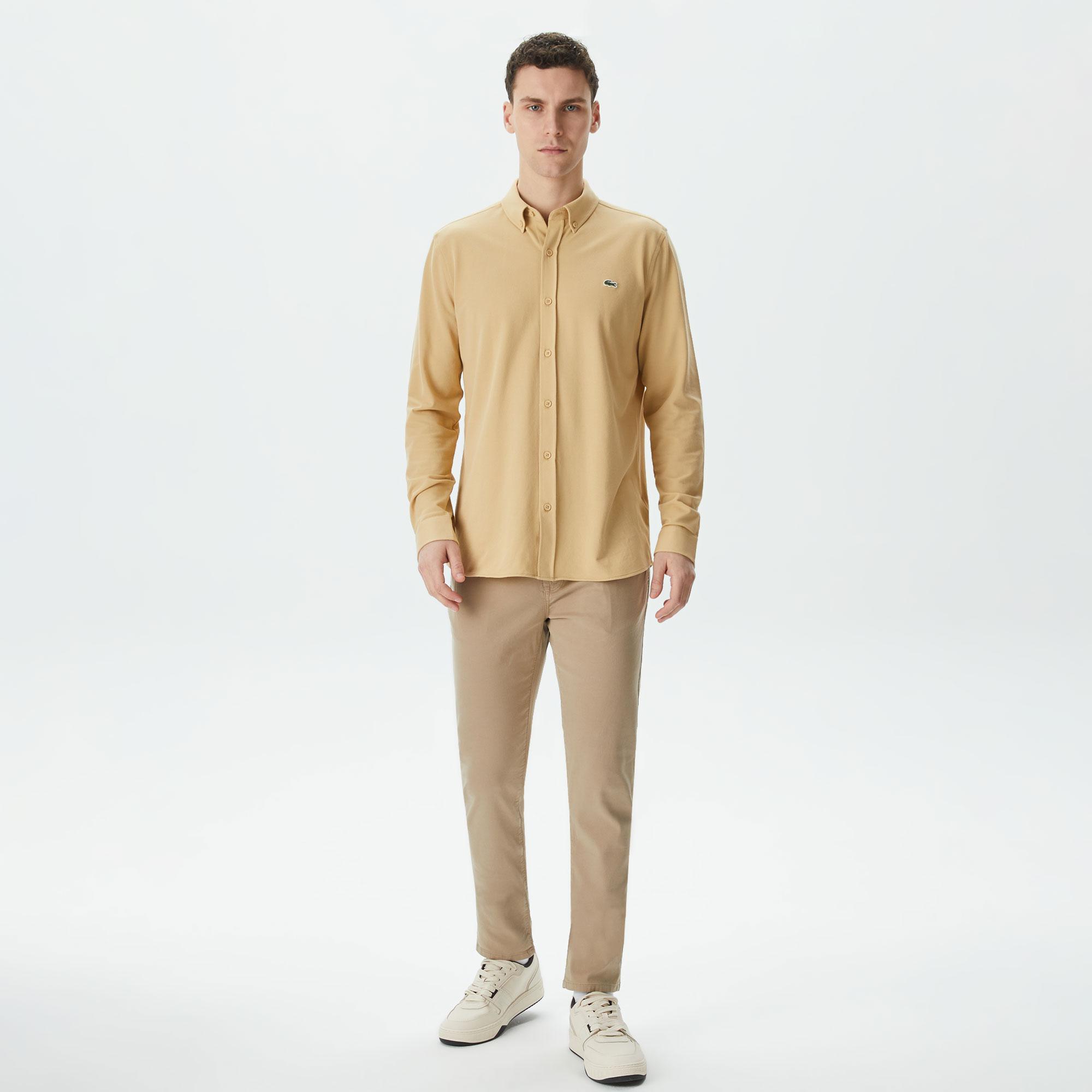 Erkek Slim Fit Bej Gömlek