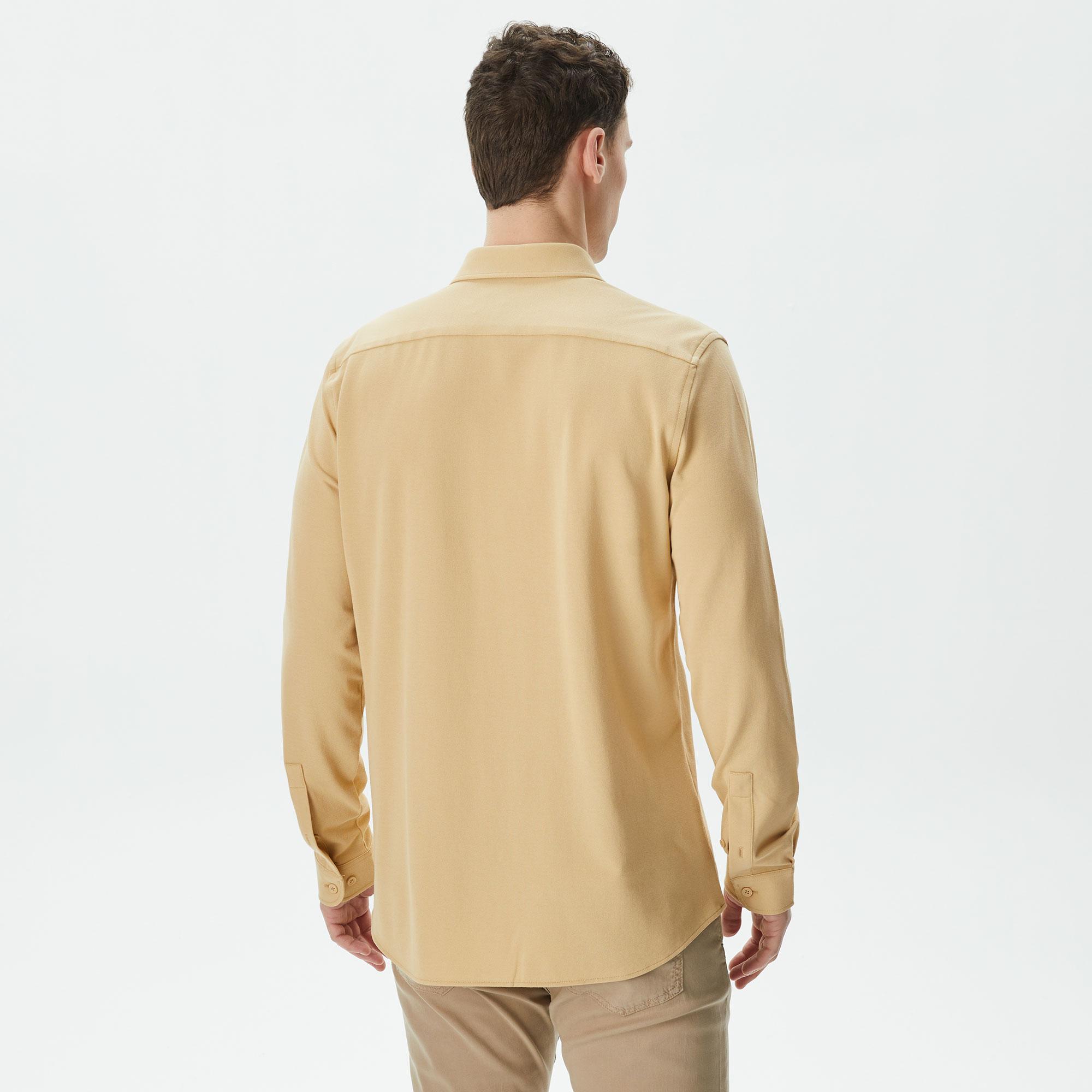 Erkek Slim Fit Bej Gömlek