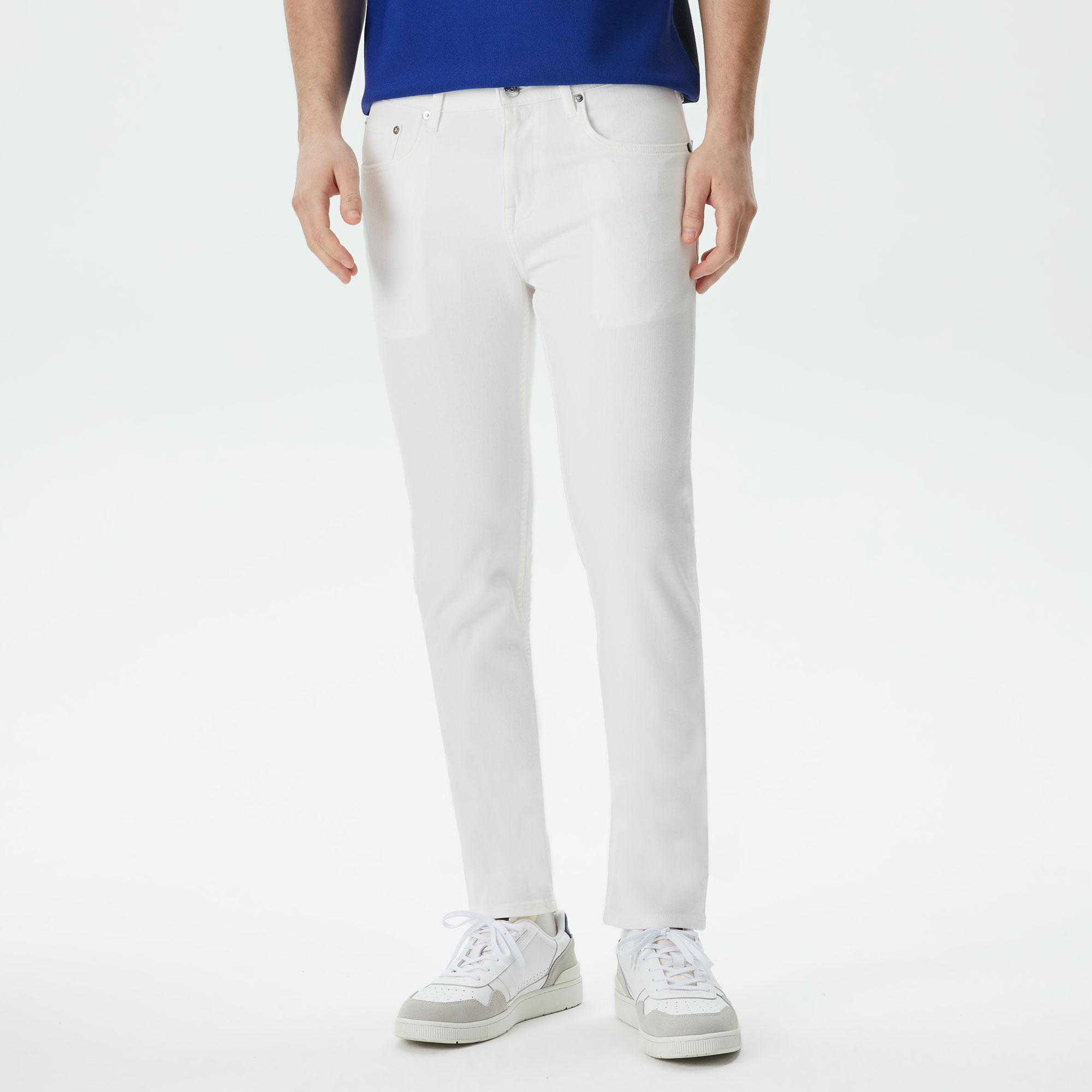 Lacoste Erkek Slim Fit Beyaz Jean Pantolon