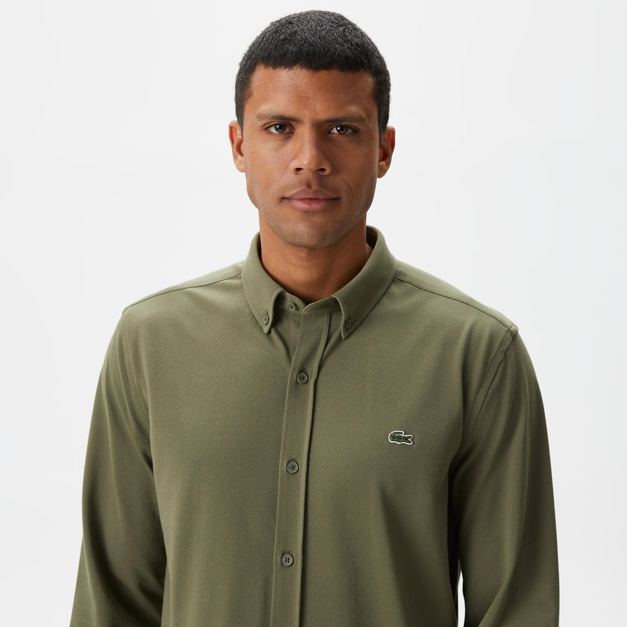 Erkek Slim Fit Yeşil Gömlek