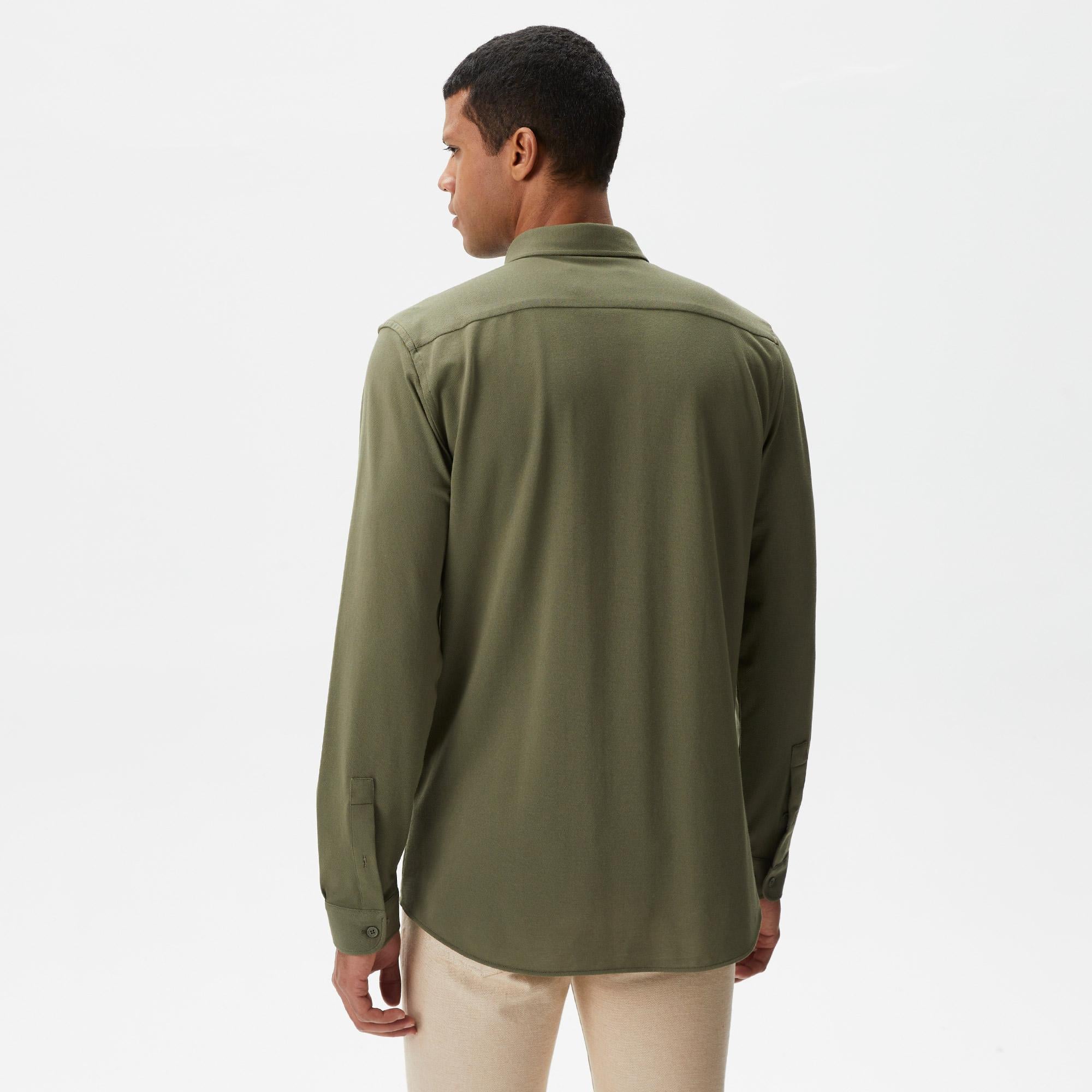 Erkek Slim Fit Yeşil Gömlek