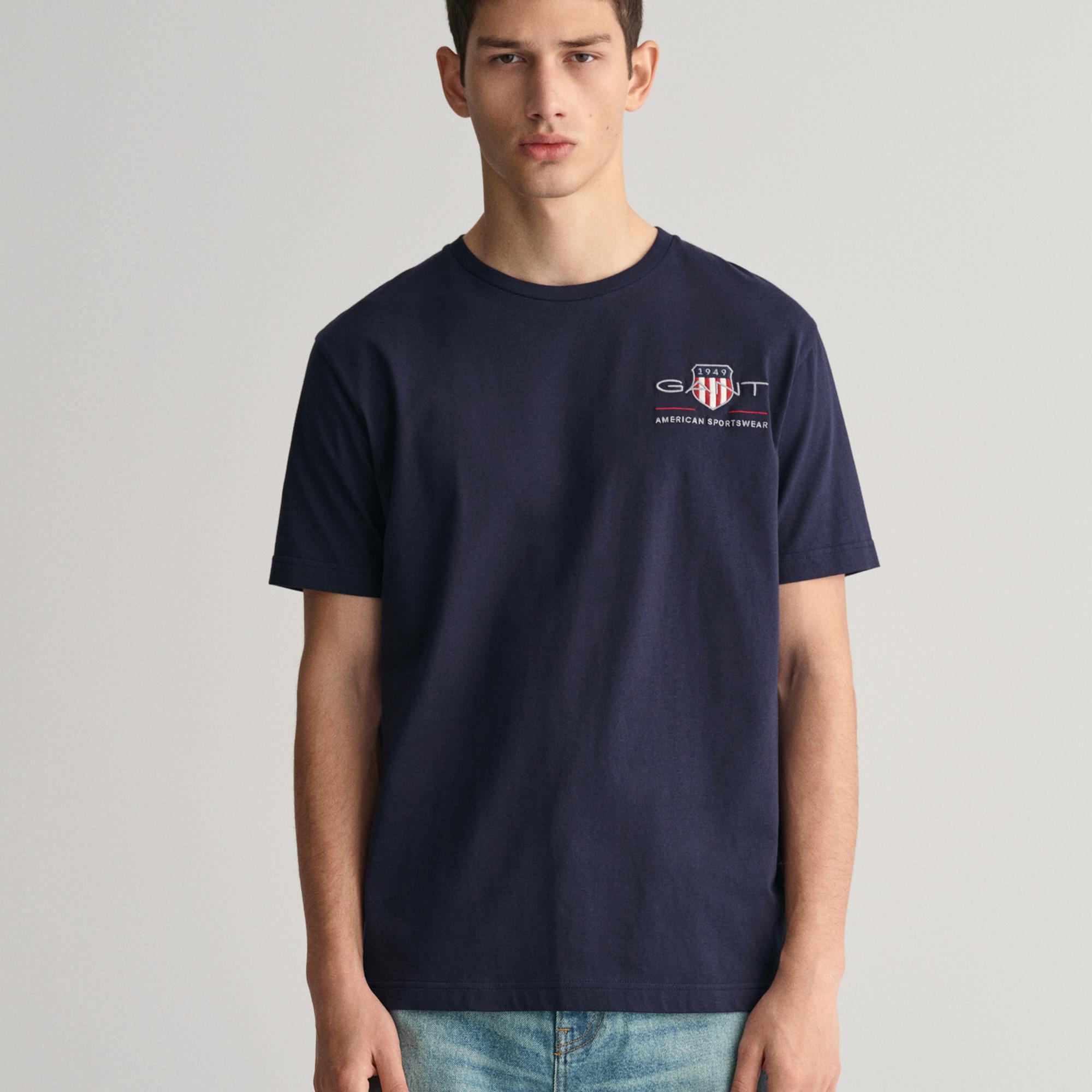 GANT Erkek Lacivert Regular Fit T-Shirt