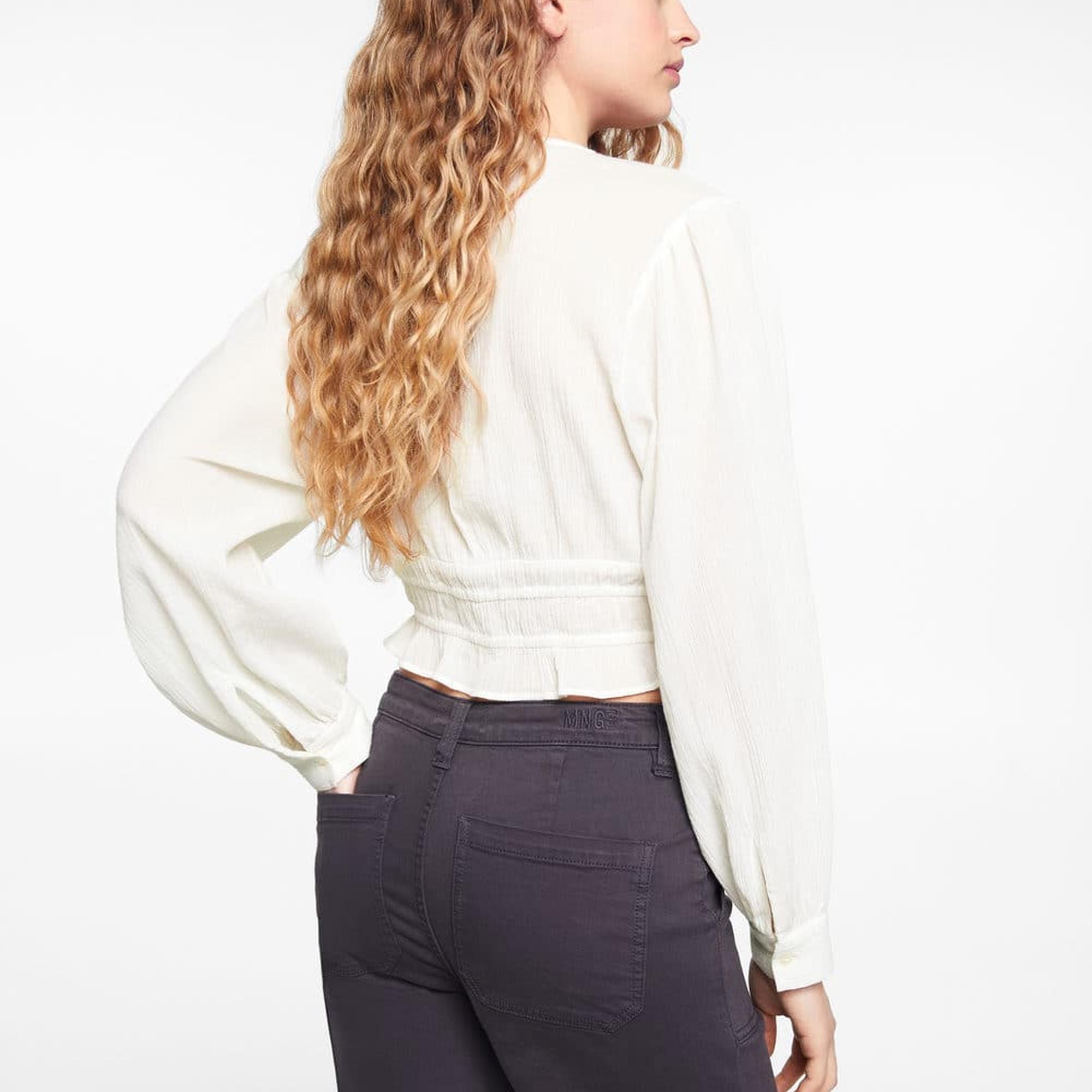 Mango Çocuk Düğmeli Koton Gömlek Ekru