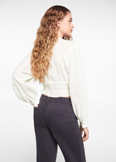  Mango Çocuk Düğmeli Koton Gömlek Ekru