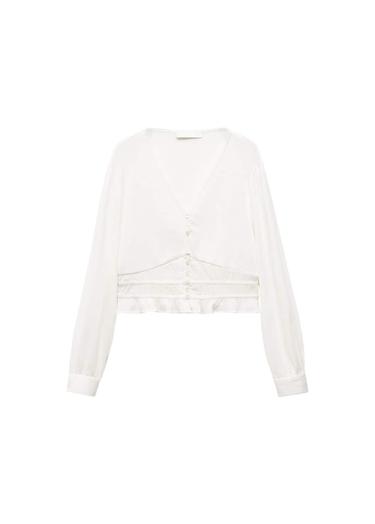  Mango Çocuk Düğmeli Koton Gömlek Ekru