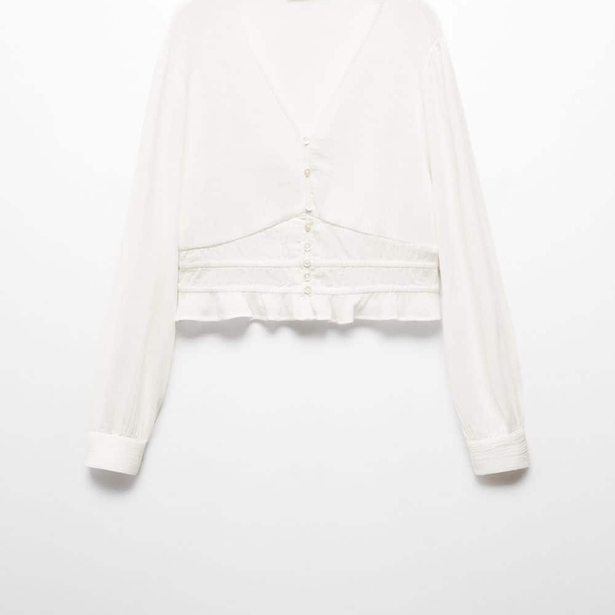 Mango Çocuk Düğmeli Koton Gömlek Ekru