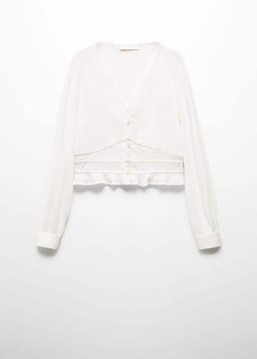  Mango Çocuk Düğmeli Koton Gömlek Ekru