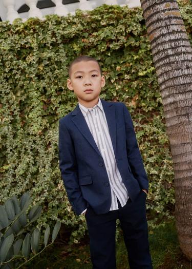  Mango Çocuk Keten Blazer Ceket Lacivert