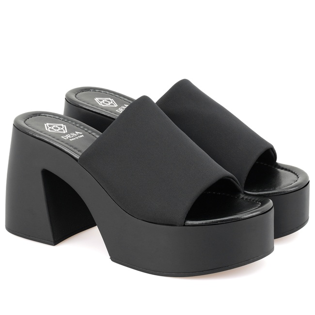  Haley Siyah Kadın Platform Topuklu Terlik