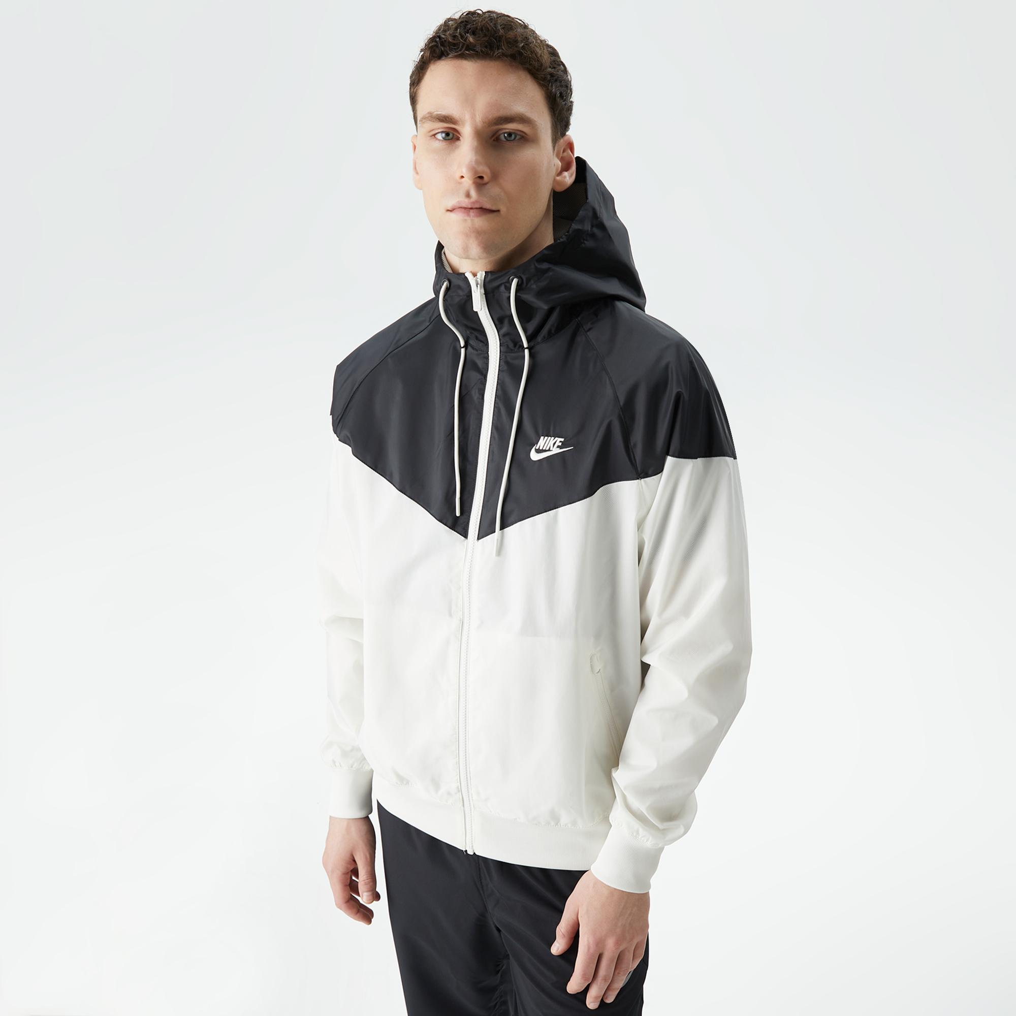 Nike Woven Heritage Essentials Windrunner Erkek Siyah/Beyaz Ceket