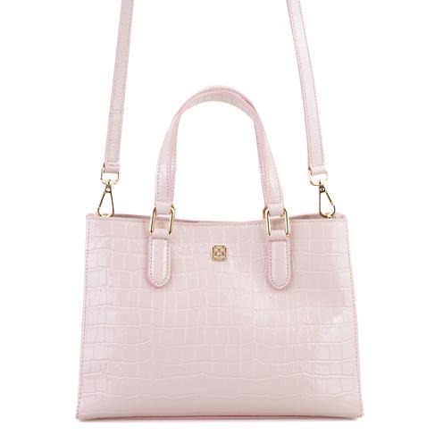  Rieka Pudra Kadın Kroko Baskılı Deri El Çantası