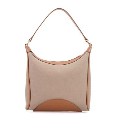  Kadın Ten Deri Biyeli Kanvas Omuz Çantası