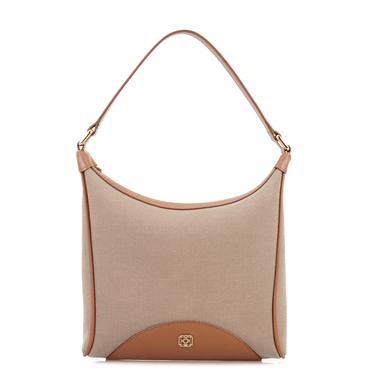  Kadın Ten Deri Biyeli Kanvas Omuz Çantası