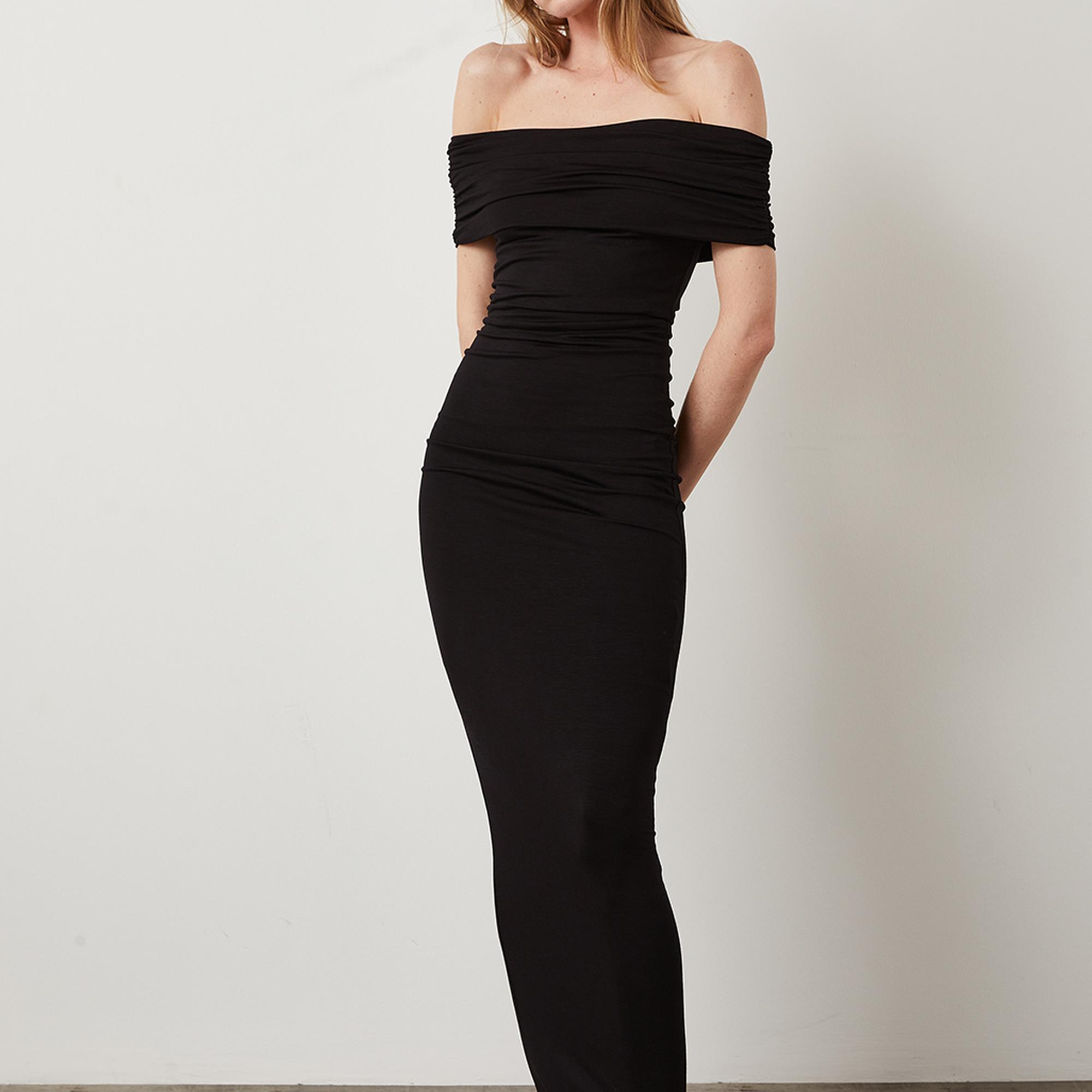 Omuz Dekolte Maxi Elbise