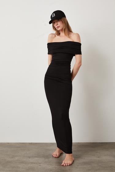  Omuz Dekolte Maxi Elbise