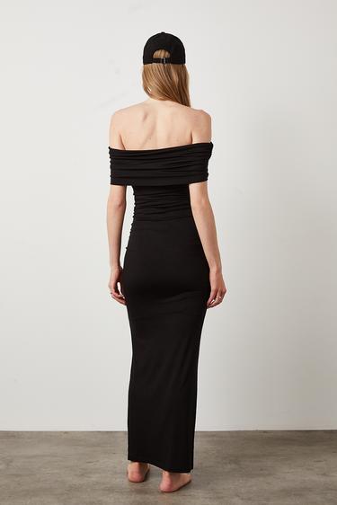  Omuz Dekolte Maxi Elbise