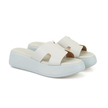  Kadın Yeşil Dolgu Topuklu Deri Terlik