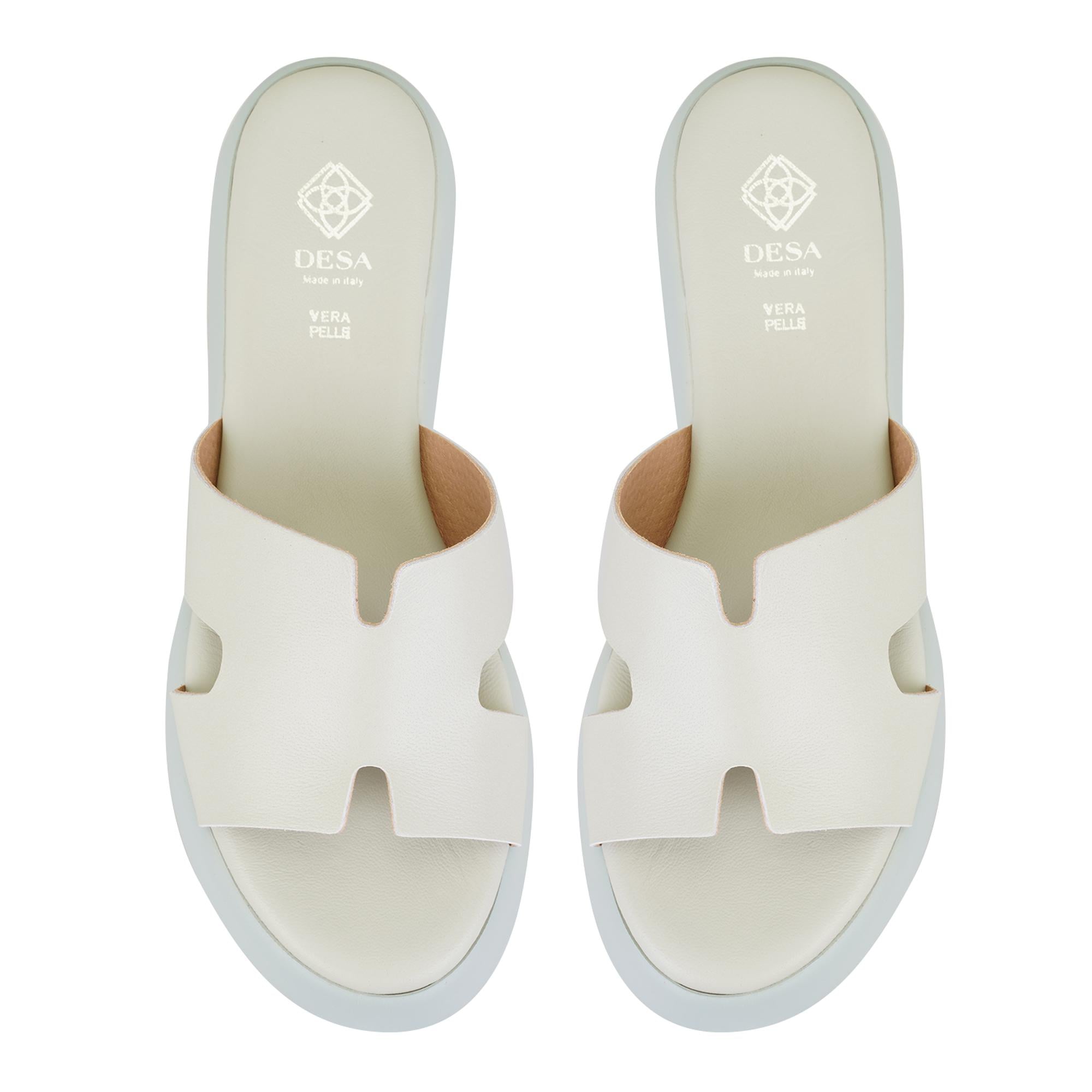 Kadın Yeşil Dolgu Topuklu Deri Terlik