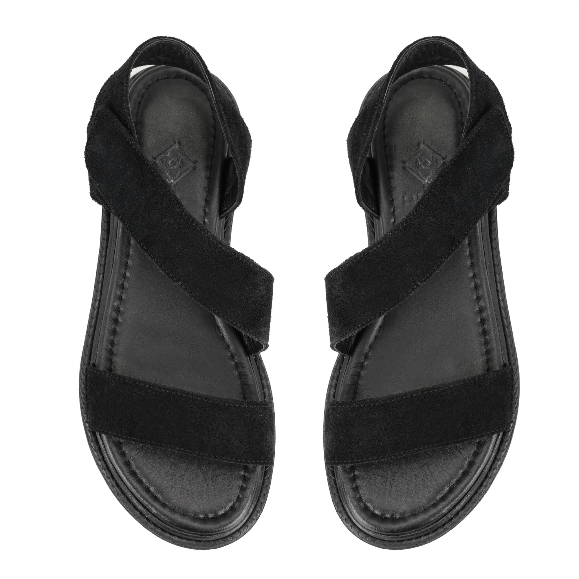 Carlene Siyah Kadın Süet Deri Sandalet