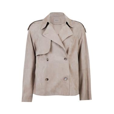  Abree Bej Kadın Süet Deri Ceket