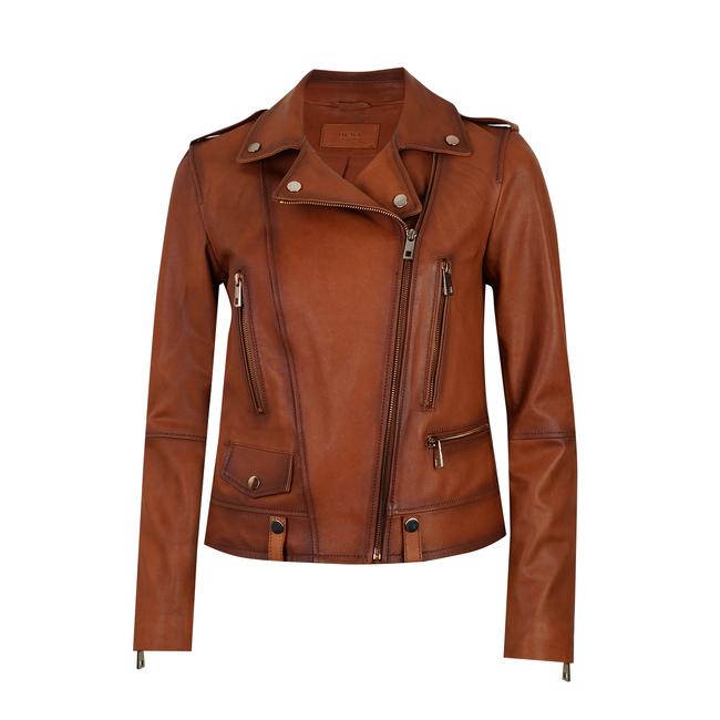  Chenoa Kahve Kadın Vintage Deri Mont