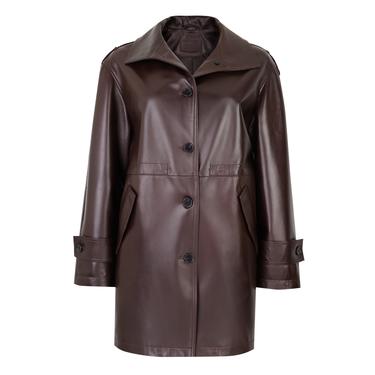  Carlynda Kahve Kadın Deri Pardösü