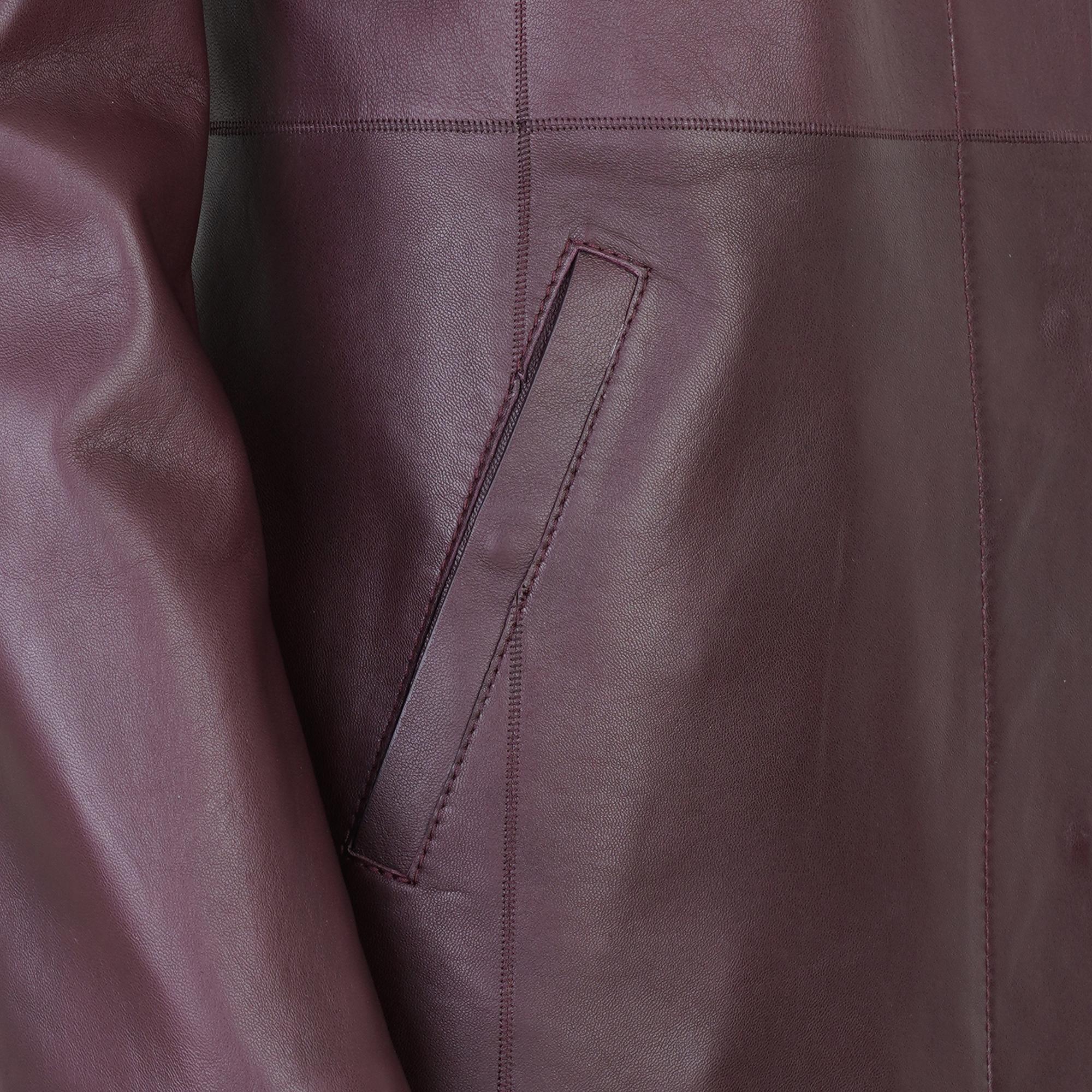 Cherlin Bordo Kadın Deri Mont