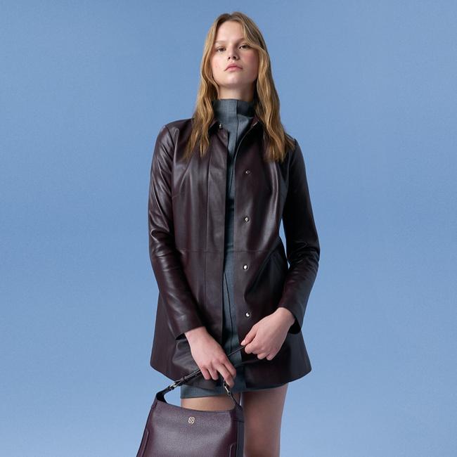  Cherlin Bordo Kadın Deri Mont