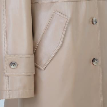  Carlynda Bej Kadın Deri Oversize Pardösü