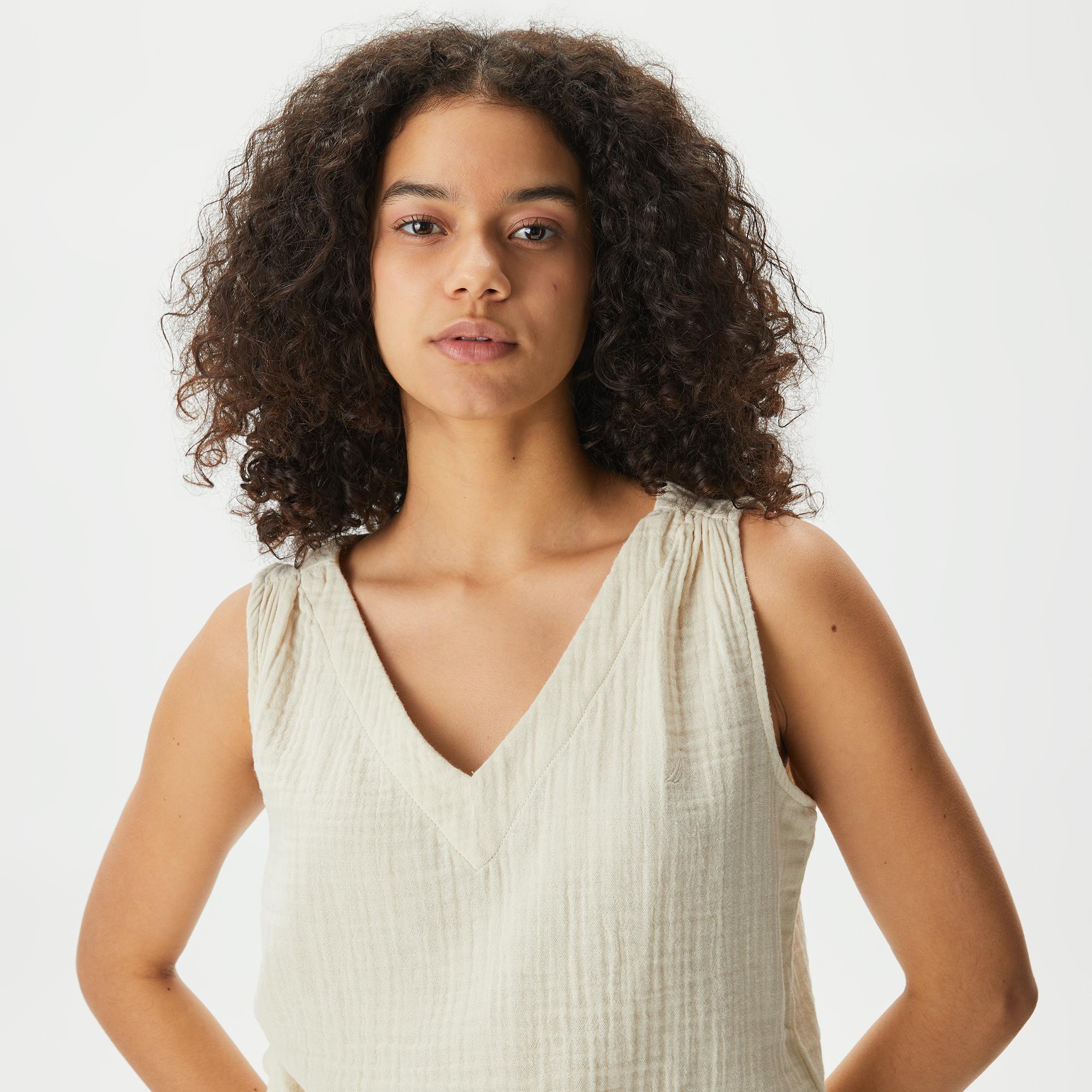 Nautica Kadın Kırık Beyaz Relaxed Fit Bluz