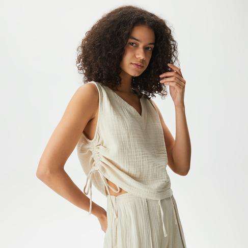  Nautica Kadın Kırık Beyaz Relaxed Fit Bluz