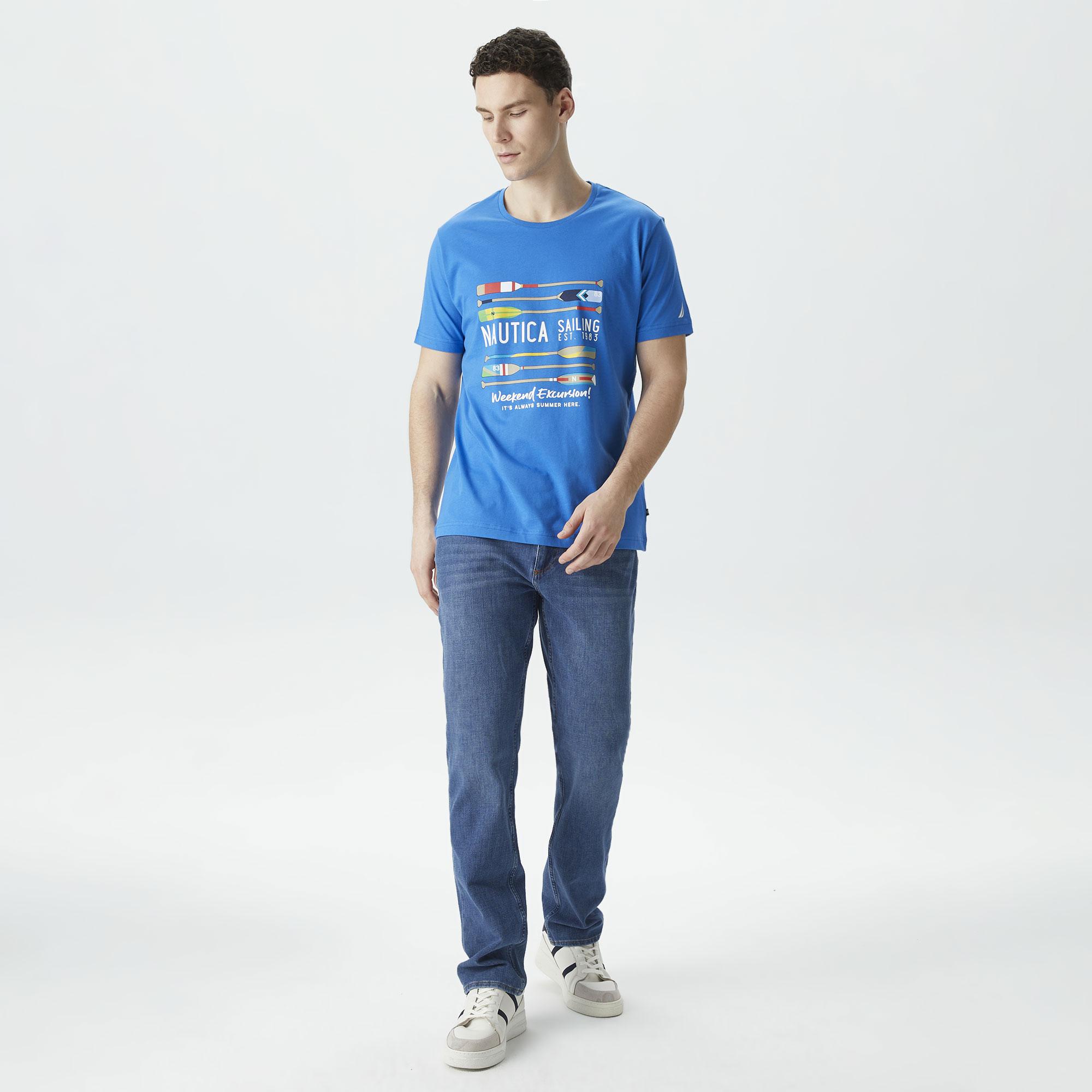 Nautica Erkek Mavi Standart Fit T-Shirt