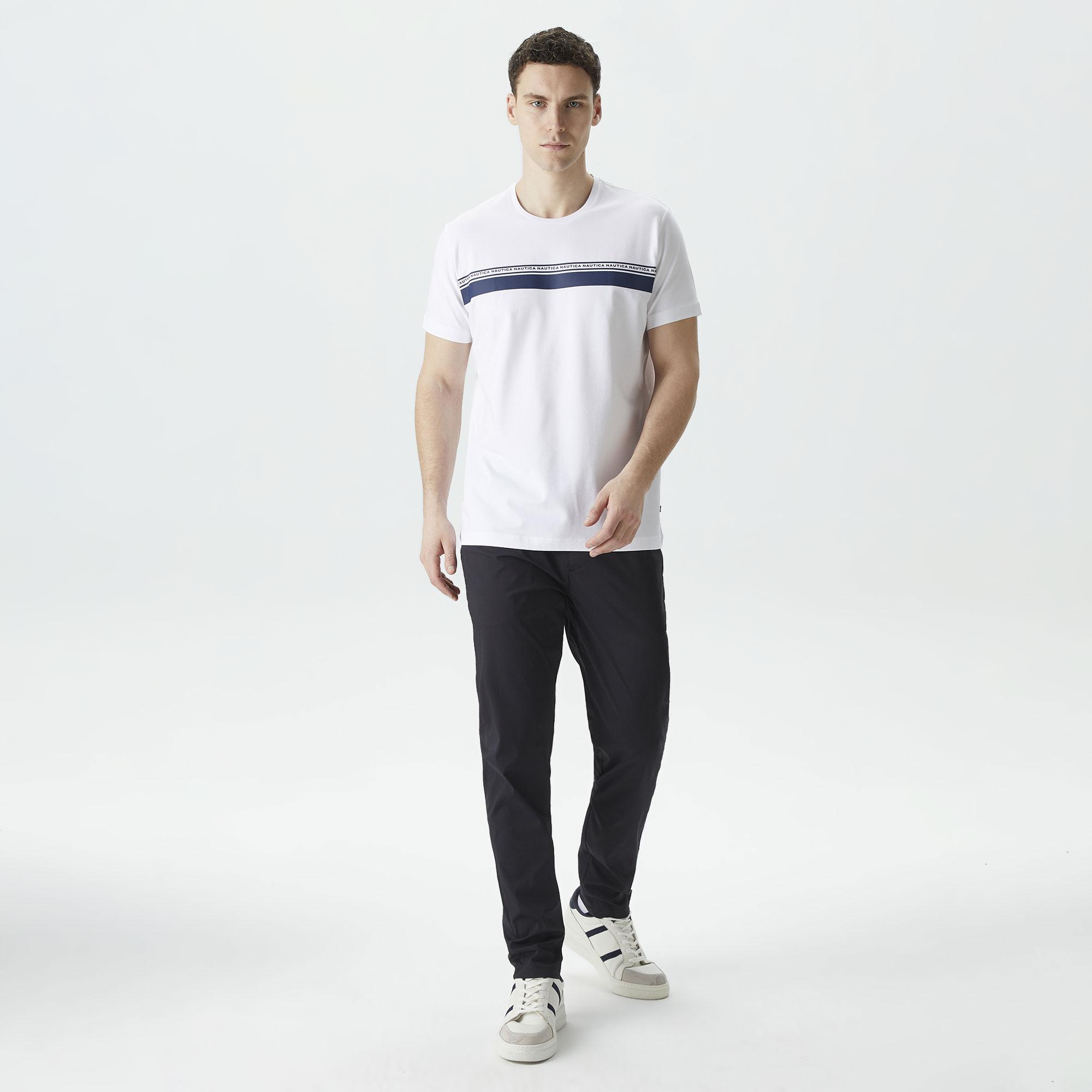 Nautica Erkek Beyaz Standart Fit T-Shirt