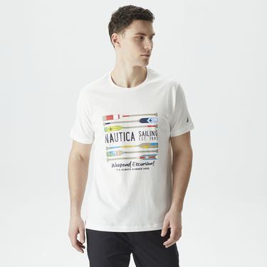  Nautica Erkek Beyaz Standart Fit T-Shirt