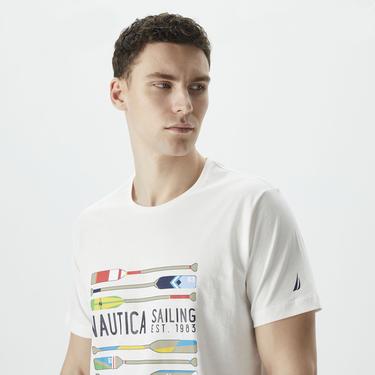  Nautica Erkek Beyaz Standart Fit T-Shirt