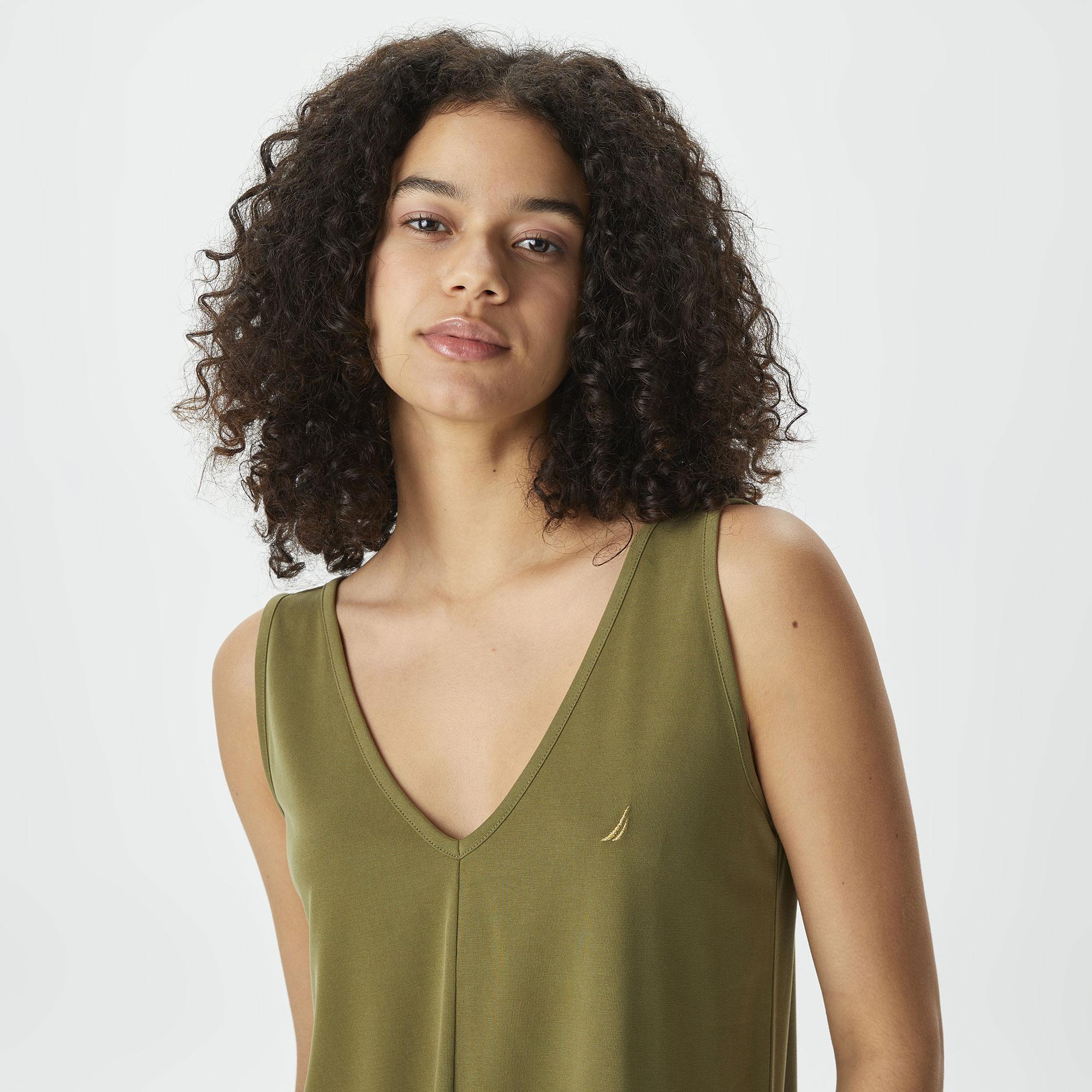 Nautica Kadın Yeşil Relaxed Fit V Yaka T-Shirt