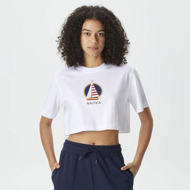  Nautica Kadın Beyaz Relaxed Fit T-Shirt