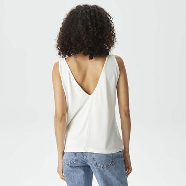  Nautica Kadın Beyaz Relaxed Fit V Yaka T-Shirt