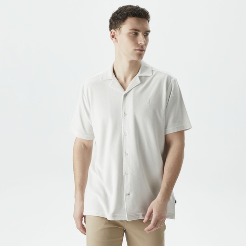  Nautica Erkek Gri Classic Fit Kısa Kollu Gömlek