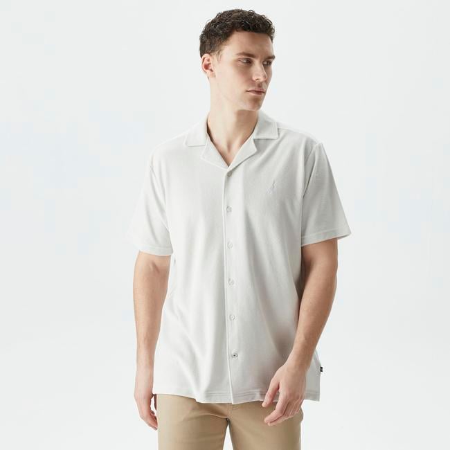  Nautica Erkek Gri Classic Fit Kısa Kollu Gömlek