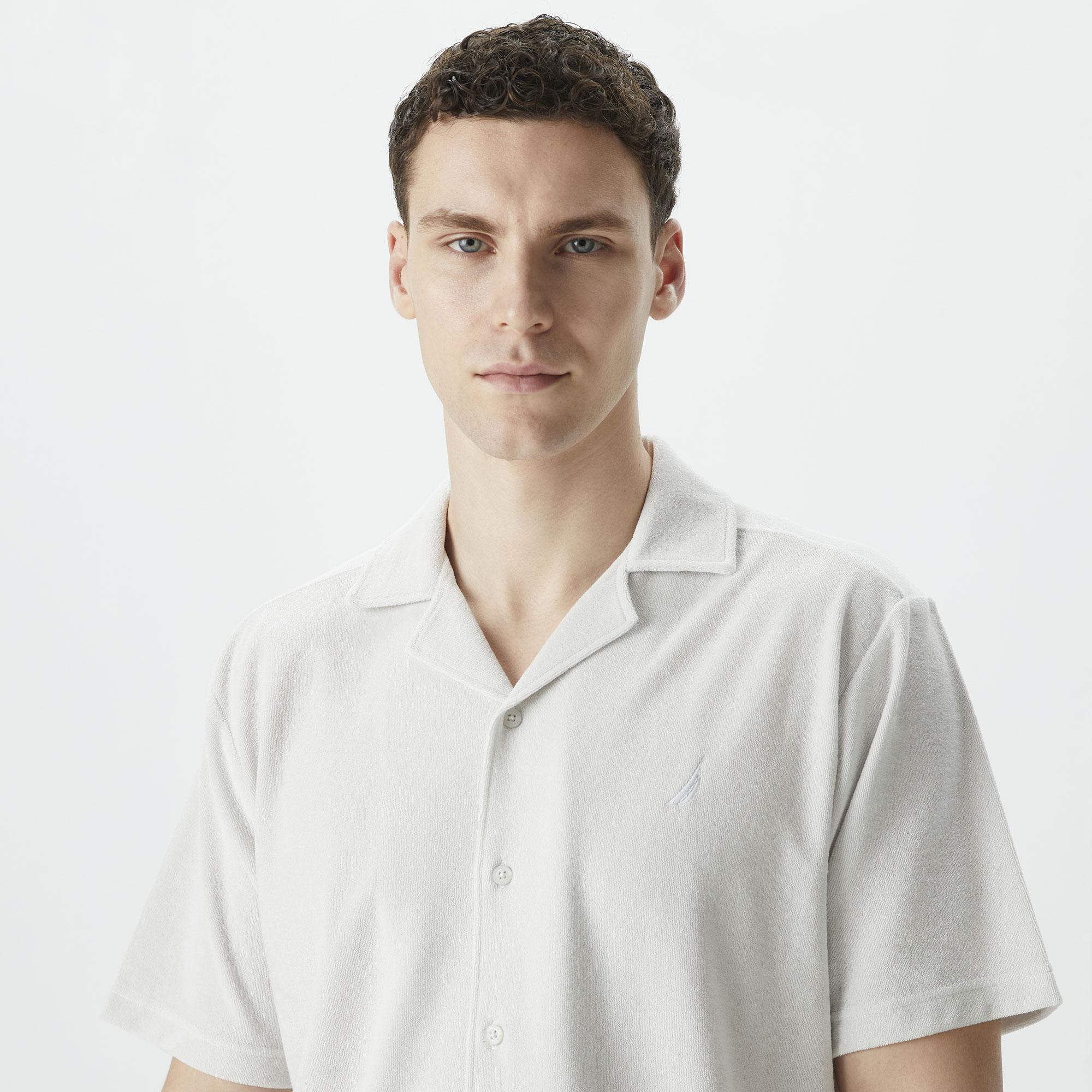 Nautica Erkek Gri Classic Fit Kısa Kollu Gömlek