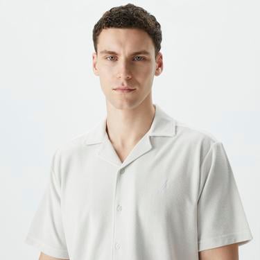  Nautica Erkek Gri Classic Fit Kısa Kollu Gömlek